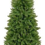 7-foot hinged slim Kingswood Fir Christmas tree, easy to assemble, includes metal stand
