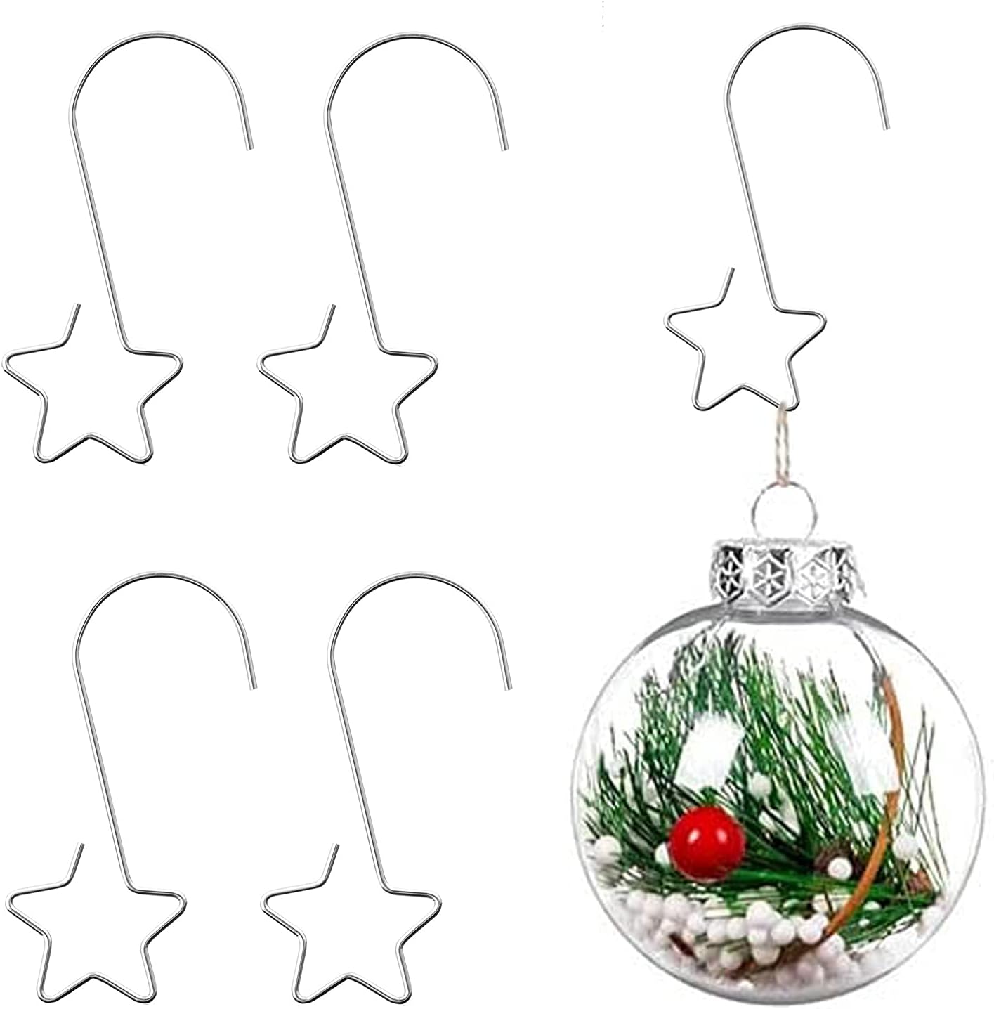 61CHYHNPSQL._AC_SL1500_.jpg 100 silver S-shaped hooks for quick and easy hanging of Christmas ornaments - Image 1