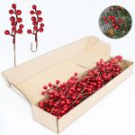 32 artificial red berry stems (holly berries) for Christmas trees, wreaths, and DIY holiday crafts (6.5" long)