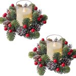 22-inch Artificial Pine Christmas Wreath, adorned with red and silver-trimmed bows and bells