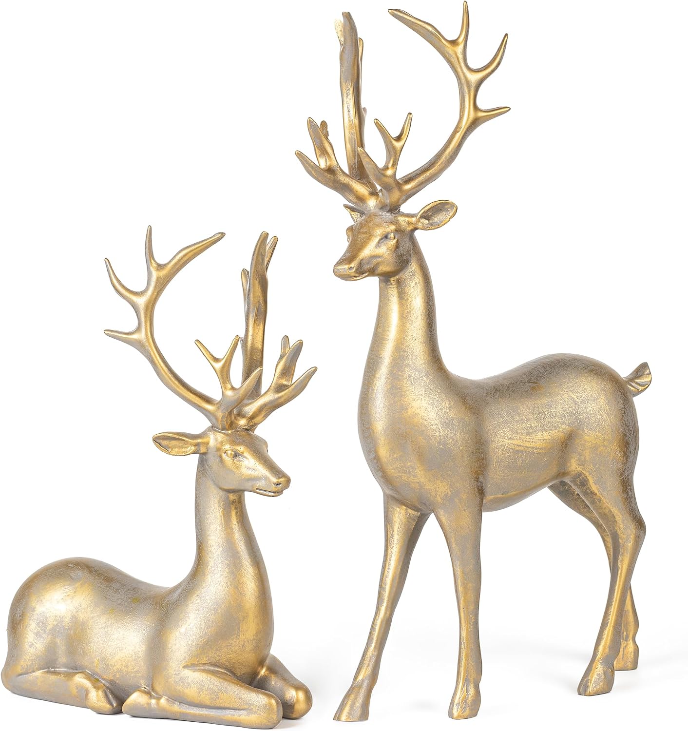 71h0e2Ob0AL._AC_SL1500_.jpg 2-piece large gold resin reindeer sculpture set (20cm/30cm)—festive home decor - Image 1