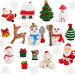 15-piece miniature resin Christmas ornament set (Santa, snowmen, reindeer)—ideal for DIY snow globes and micro-landscapes