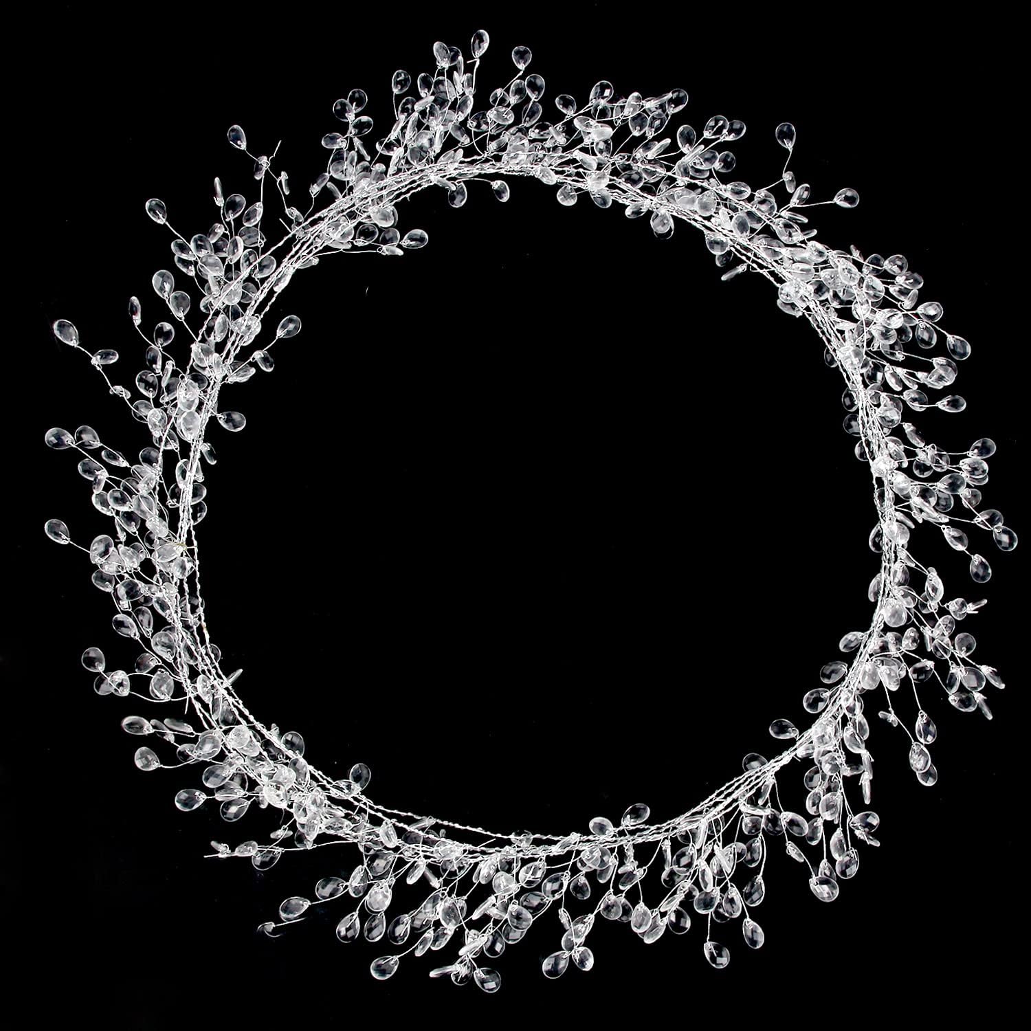 71vEaGvp7LL._AC_SL1500_.jpg 16-foot (approx. 4.9m) clear acrylic beaded garland (faux-crystal icicle beads) for Christmas trees, weddings, and birthdays - Image 1
