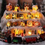 64-piece Christmas village accessory set with LED lighting