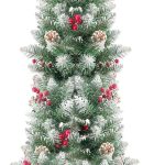 6-foot flocked pencil-style Christmas tree, ideal for indoor holiday displays