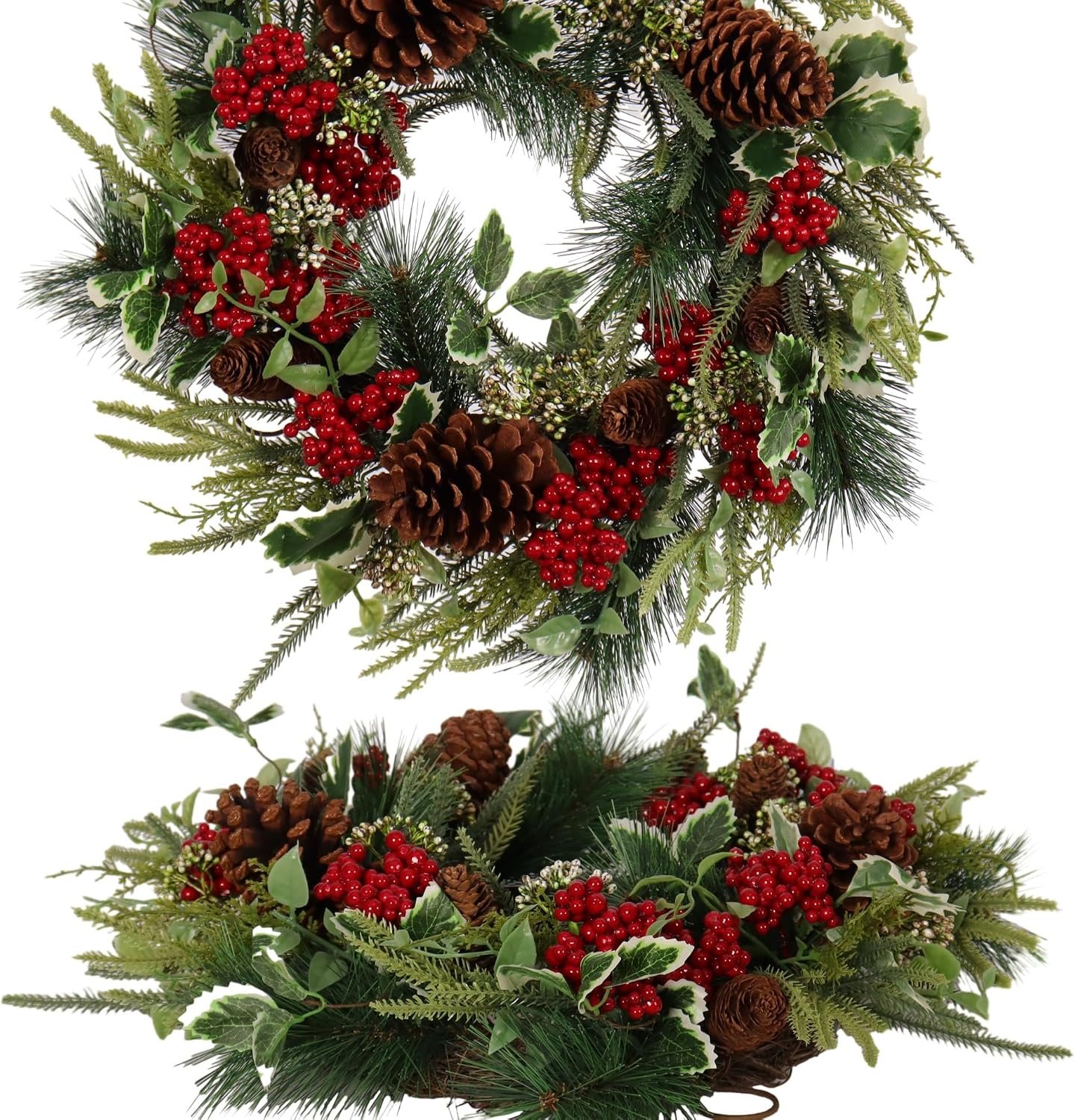 81DyyPtNcML._AC_SL1500_.jpg Full, Lush Greenery Christmas Door Wreath, perfect for entryways and hallways - Image 1