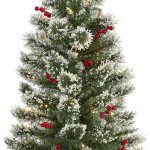 3-foot frosted Swiss Pine artificial Christmas tree, decorated with clear LED lights and berries