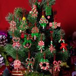 Set of 32 wooden candy cane ornaments for indoor/outdoor holiday decorating