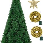 6-foot premium artificial Christmas tree with full foliage, includes LED string lights and a tree-topper star