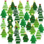 100-piece set of miniature resin Christmas trees for village displays and tabletop holiday scenes