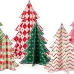 Set of 6 3D paper Christmas tree ornaments