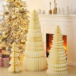 3-piece set of foldable honeycomb paper Christmas trees, 3D design, for party tabletop decor