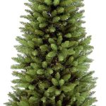 Slim-profile artificial Christmas tree, green Kingswood Fir, includes stand, for holiday home decor
