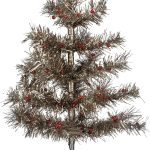 Artificial Christmas tree ornament set with silver tinsel garlands and red decorative baubles