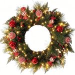 Set of 4 Mini Christmas Wreaths (25cm), for cabinets, fireplaces, and rustic-style decor
