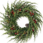 27.5-inch Hanging Christmas Wreath, decorated with gold berries