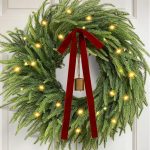 24-inch Red and White Themed Pre-lit Christmas Door Wreath